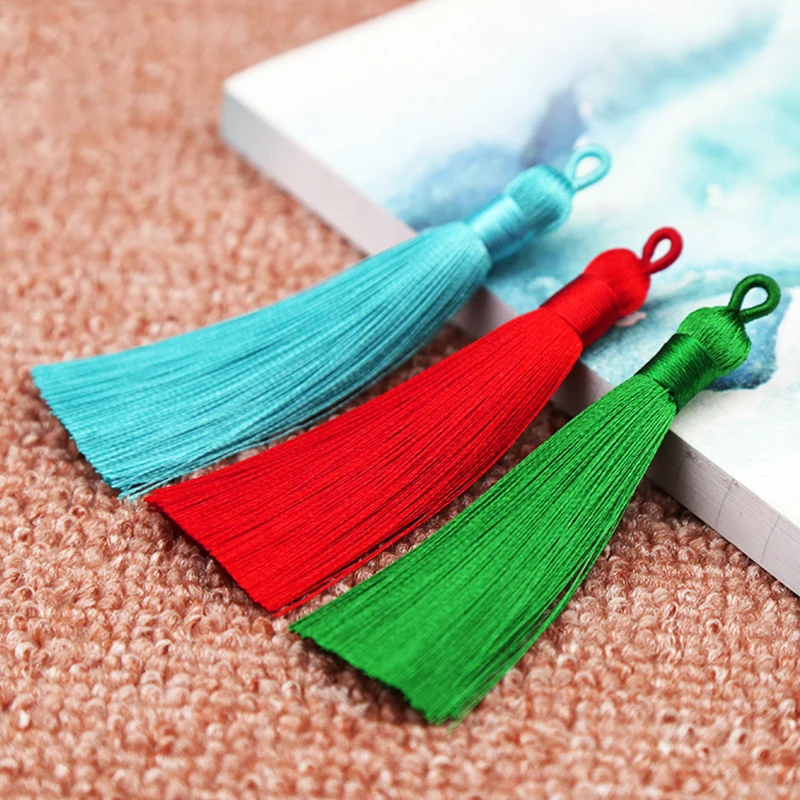 

New 10pcs 8cm Polyester Silk Tassel Brush Pendant Earring Charm Satin Tassel diy Jewelry Making Discoveries Handmade Crafts