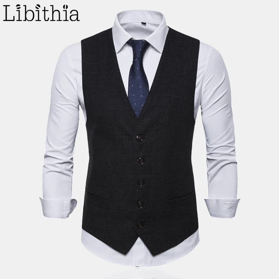 Мужской Блейзер жилет без рукавов однотонный Мужская высококачественная одежда