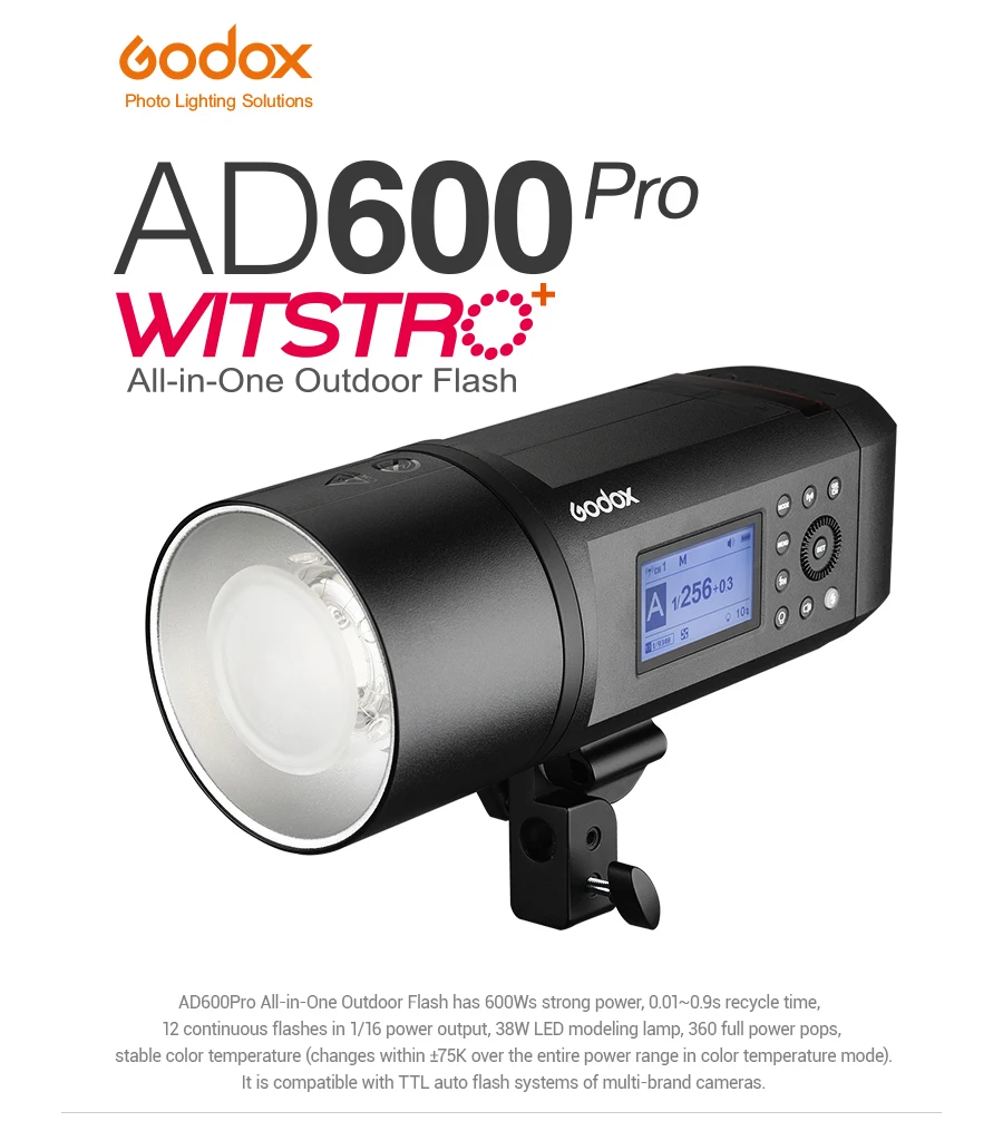 Внешняя вспышка Godox AD600Pro WITSTRO All-in-One AD600Pro Li-on battery ttl HSS со встроенной беспроводной системой Godox 2,4G X