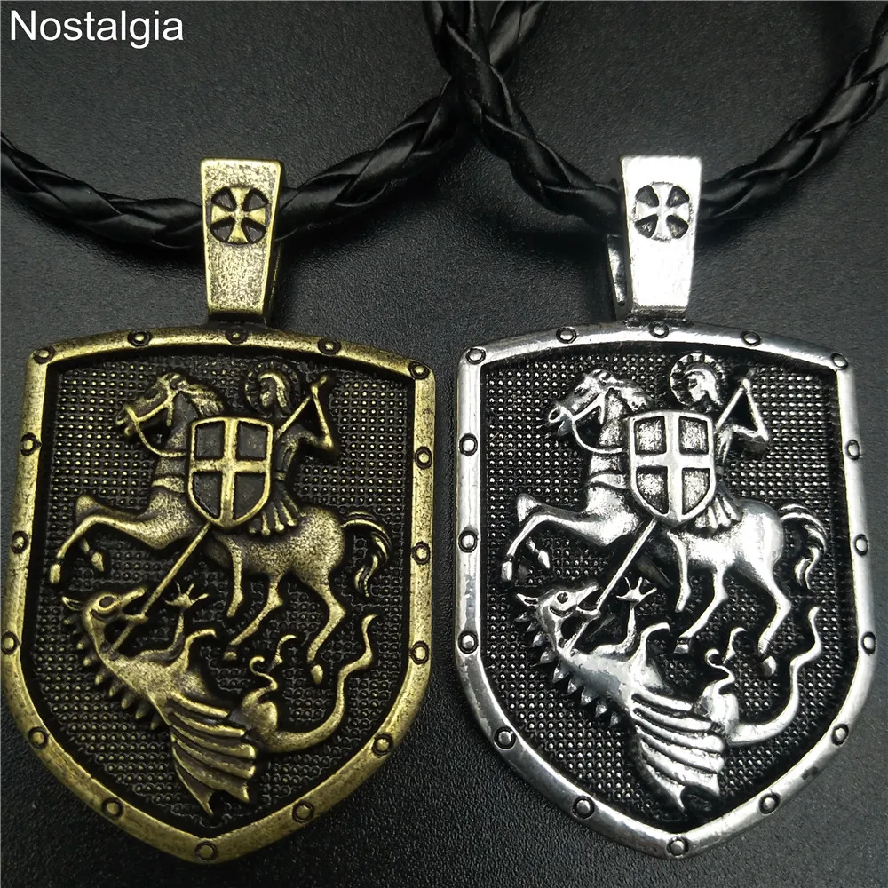 St. George Slay Dragon Protect США ожерелье с подвеской в виде щита религиозный талисман