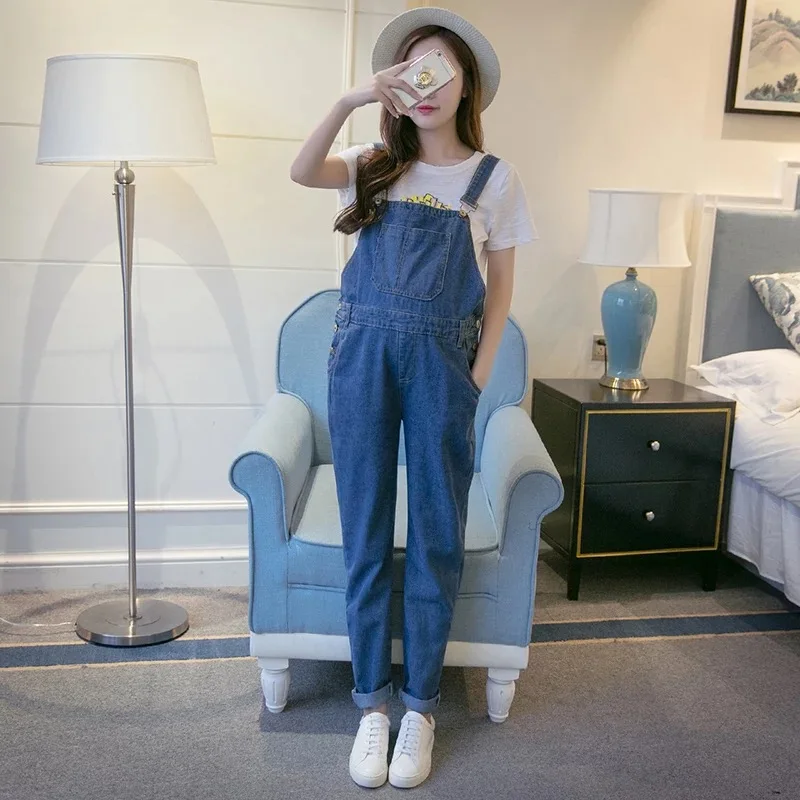 Комбинезон для беременных женская одежда весна осень джинсы плюс размер ремень