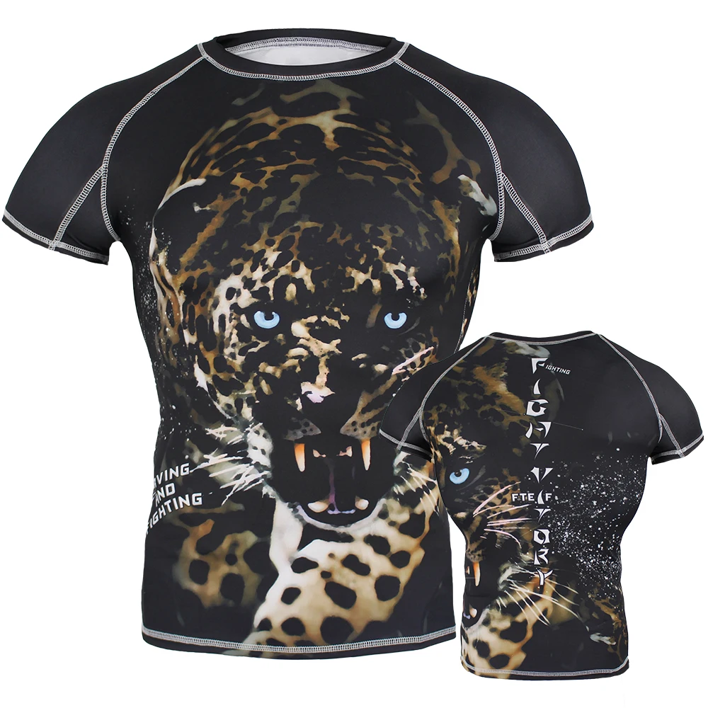 FTRIF tiger muay thai T-shirt boxing jerseys tiger muay thai mma rashguard jiu jitsu sauna suit rashguard mma t shirt king
