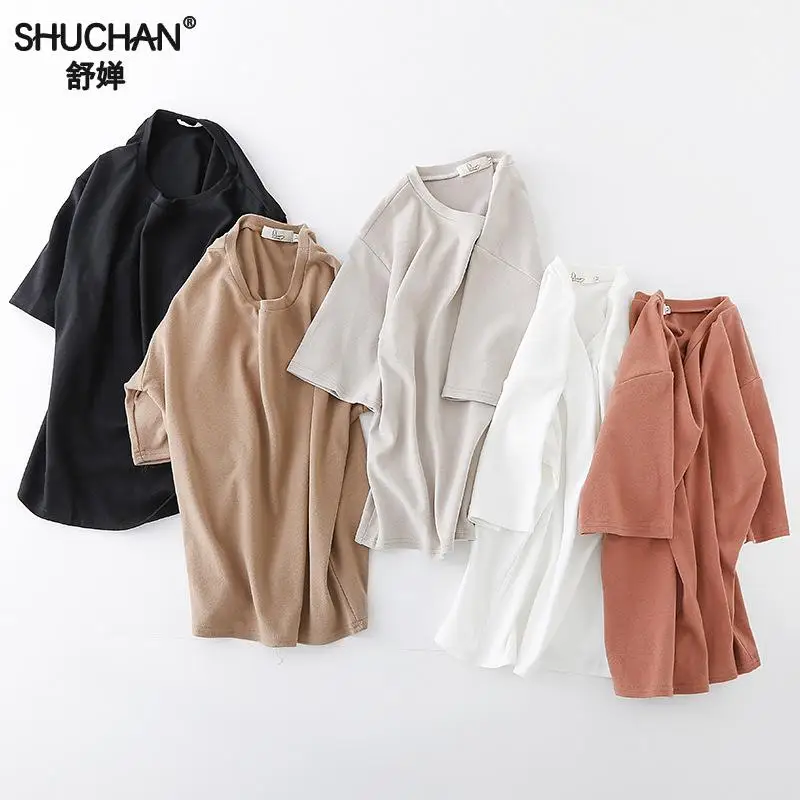Повседневные футболки Shuchan свободная футболка женские новые модные Женский