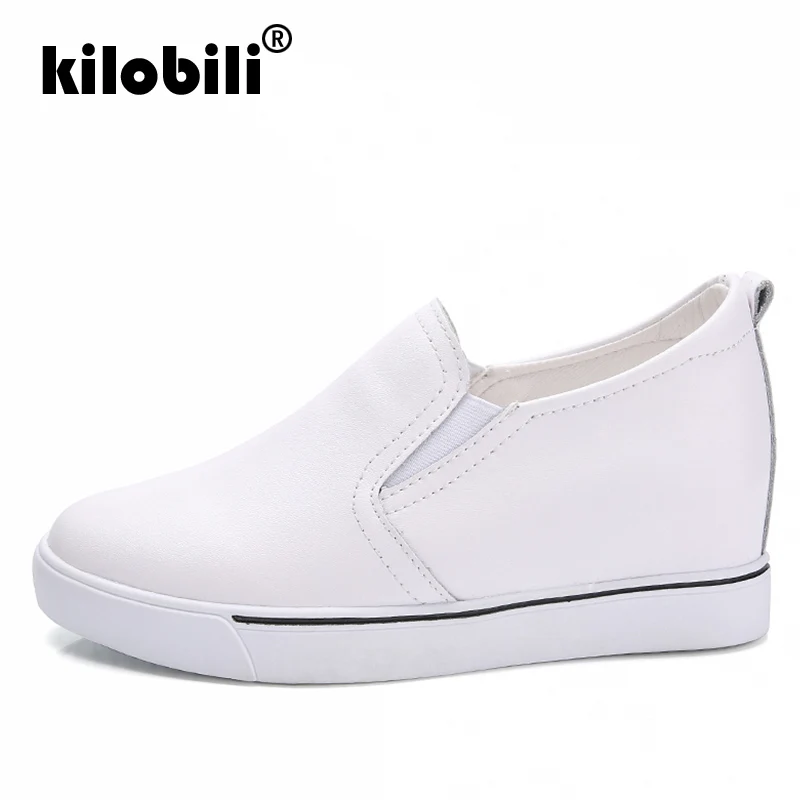 Kilobili/2019 г. весенние женские кроссовки на платформе обувь из натуральной кожи без