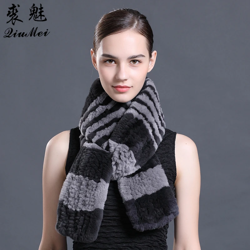 

Шарф-хомут женский из натурального меха кролика, 13*180 см