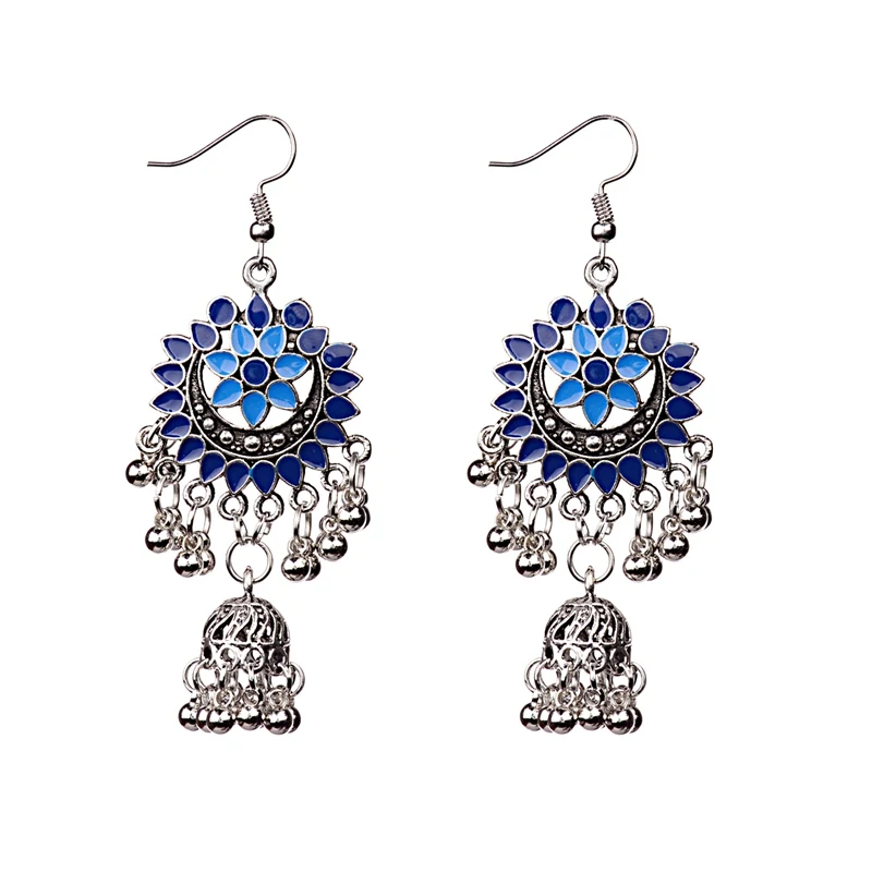 084-3 DOUVEI капли воды турецкие винтажные Jhumka висячие серьги женские серебряные золотые колокольчики кисточкой этнические индийские турецкие ювелирные изделия Bijoux - Окраска металла: 084-3