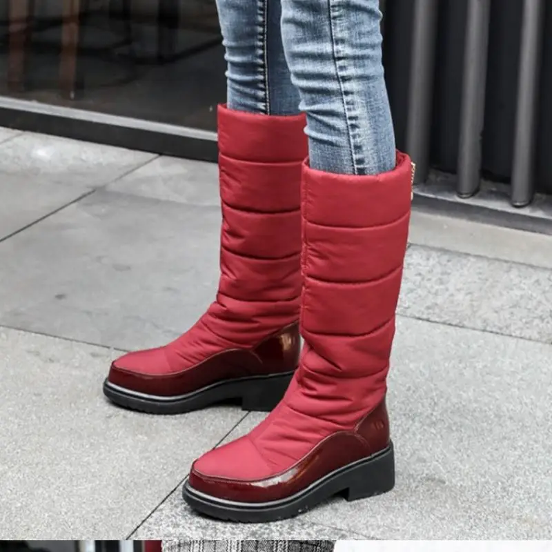 Haoshen&ampGirl Snow Boots Women Winter Waterproof Platform Fur Shoes Wedges Heels Knee High Patent Leather | Обувь