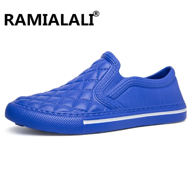 Summer Men's Slippers Couple Sandals Breathable Beach Shoes Outdoor Aqua Shoes Water Shoes Aqua Slippers Big Size 45 - Цвет: Синий