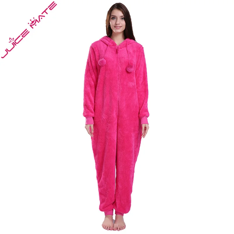 JuiceMate Зима Теплая С Капюшоном Пижамы Комбез Onesie Комбинезон Животных Уши Пушистые