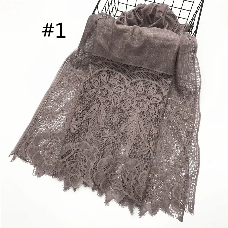 Модный женский хлопковый шарф с вышивкой Ажурная шаль из пашмины кружевная