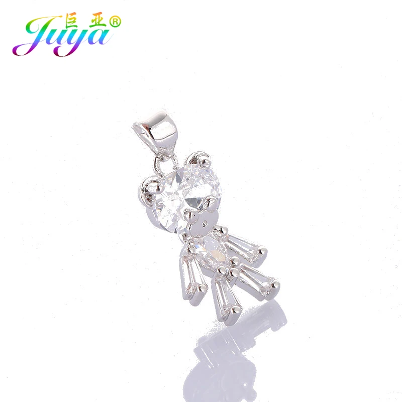 Juya Gold/Rose Gold Handmade Cubic Zirconia Animal Toy Bear Suspension Charm Pendant Accessories For Women Kids Jewelry Making | Украшения