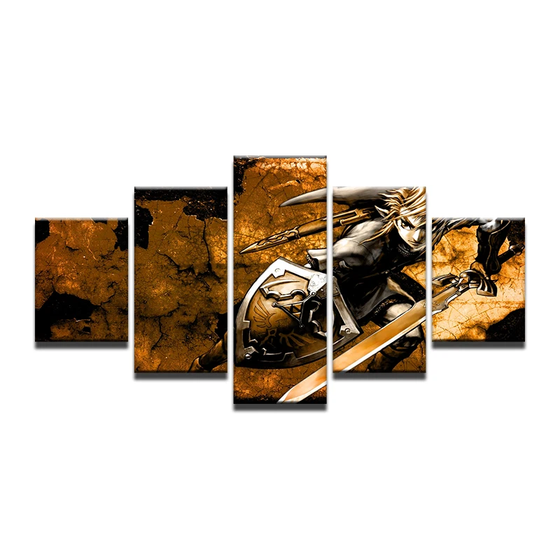 5 шт. настенные картины в рамке для гостиной с щитком и мечом мальчиком модульные