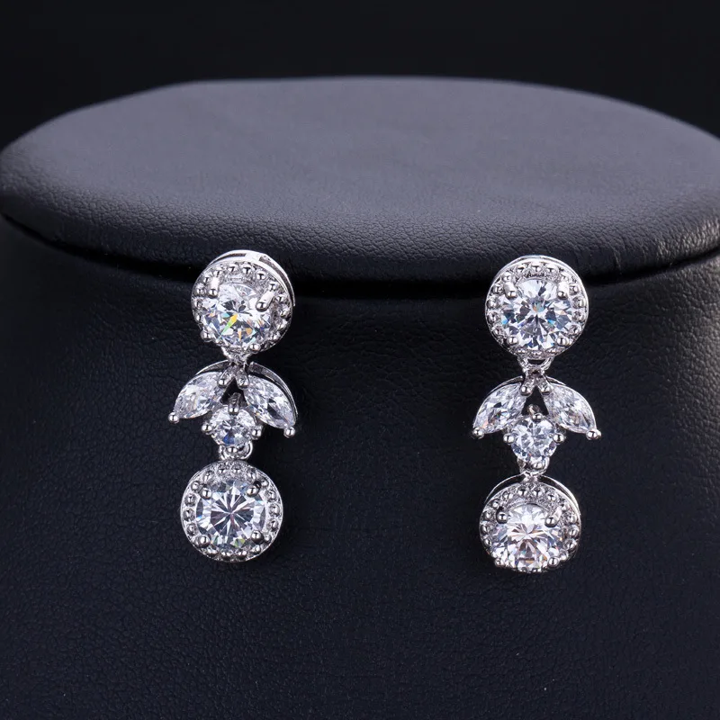 M&ampW JEWELRY Classic Water Drop Shaped White AAA+ Cubic Zirconia Jewelry Sets For Women Earrings/Pendant/Necklace | Украшения и