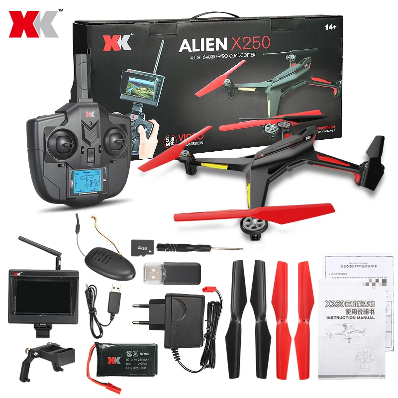 XK X250 FPV Verion с камерой 720P и монитором 4CH 6-осевой RC Квадрокоптер RTF совместимый Futaba
