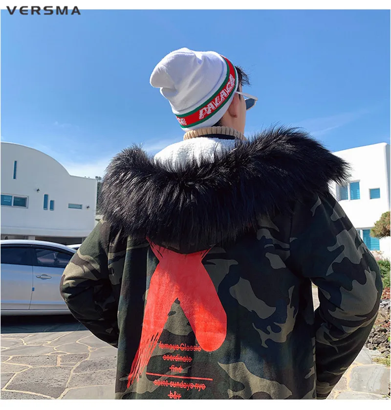 VERSMA High Street X камуфляжная зимняя куртка-бомбер, парка для мужчин в Корейском стиле Харадзюку, летная Военная парка для мужчин, Прямая поставка