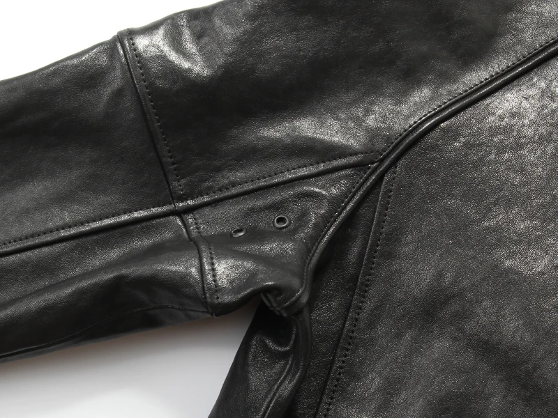 Новинка 2018 мужская бейсбольная куртка из натуральной овчины черная повседневная