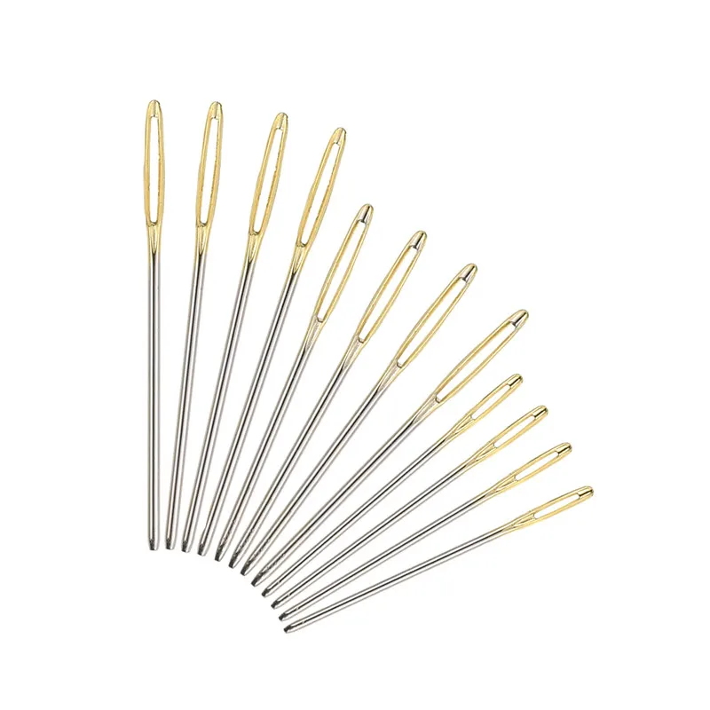18Pcs Blunt Gold Tail Large Eye Needles Stainless Steel Mix Size 5.2-7cm Wool Sewing Embroidery Tapestry Tool For Women | Дом и сад