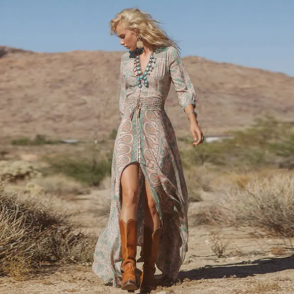 Женское длинное платье boho шифоновое винтажное в стиле бохо лето 2017|boho maxi dress|maxi dress