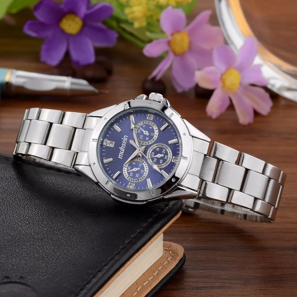 2018 Muhsein простые кварцевые часы из нержавеющей стали водонепроницаемые Модные