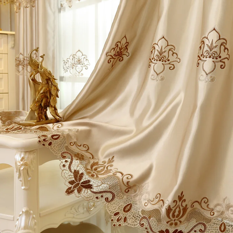 High end Европейский стиль Вышитые окно плотные шторы для спальни гостиной villa hotel 2