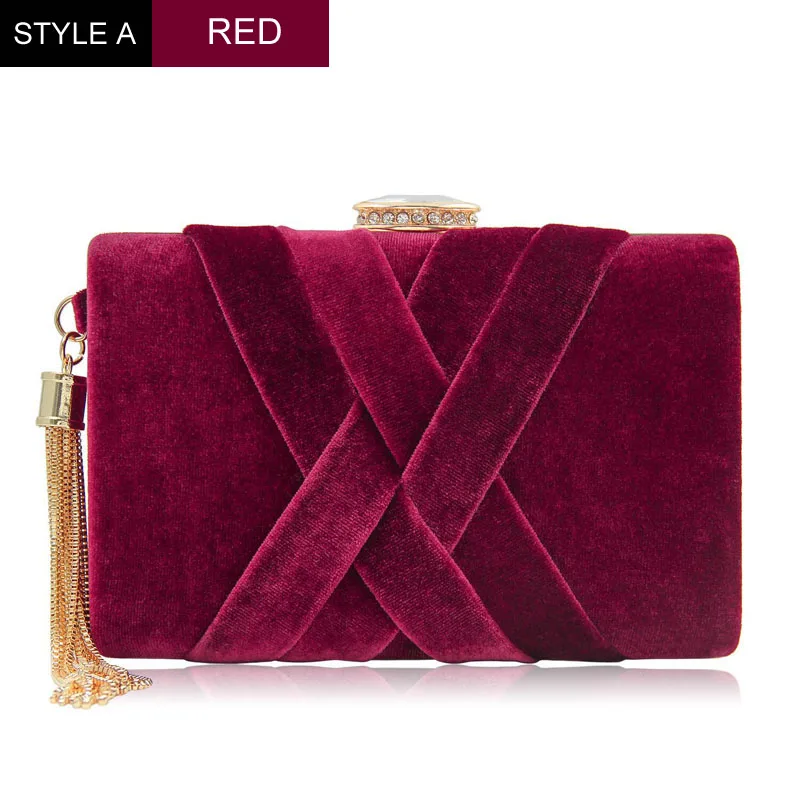 Style A Red Женский клатч, Дамская вечерняя сумочка, стразы, блестящие ручные сумки для невесты, свадебные, маленькие, бриллиантовые сумочки, винно-красные, вечерние, bolso mujer XA54H - Цвет: Style A Red