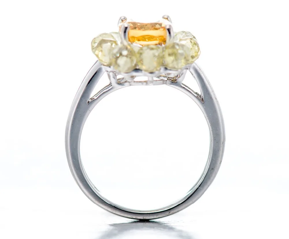 Мода цветок Форма реального 3.2Ct натуральный цитрин и лимонный кварц камень