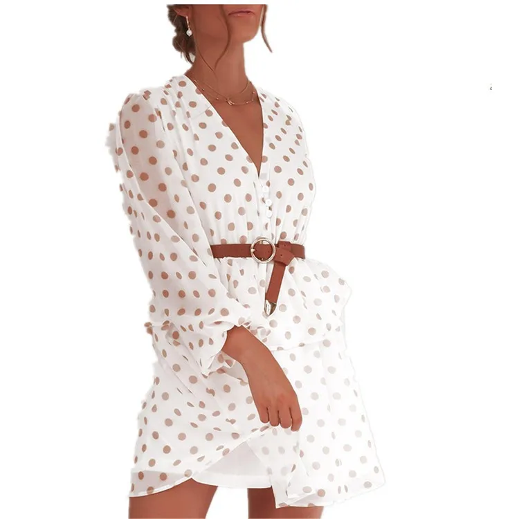 Элегантное прозрачное шифоновое платье в горошек винтажном стиле для женщин