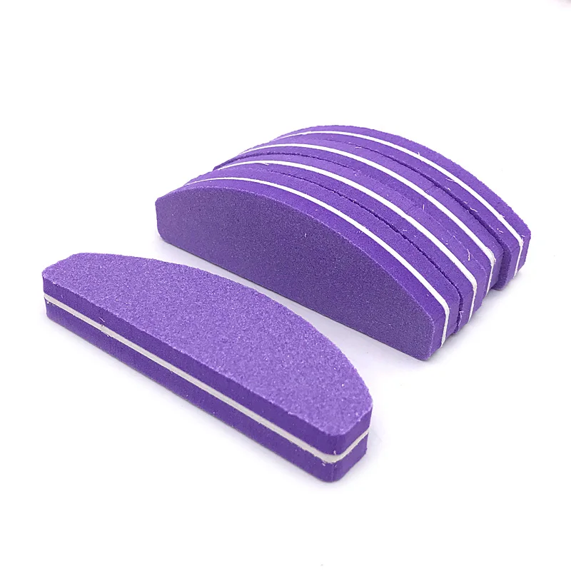 Purple 10 шт./упак. 100/180 Грит Пилочки для ногтей моющиеся Двусторонняя пилочка для ногтей доски наждака буферный файлы салона, инструменты для маникюра, сделано в Китае - Цвет: Purple