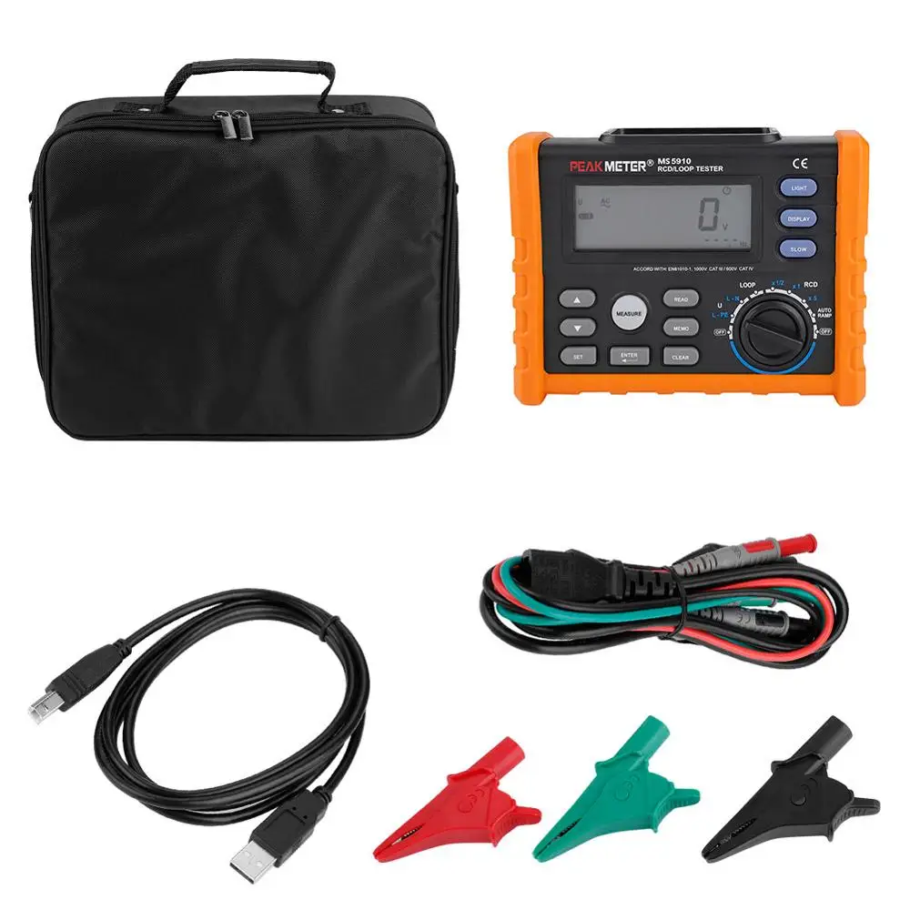 PEAKMETER тестер утечки MS5910 цифровой измеритель сопротивления RCD петли мультиметр