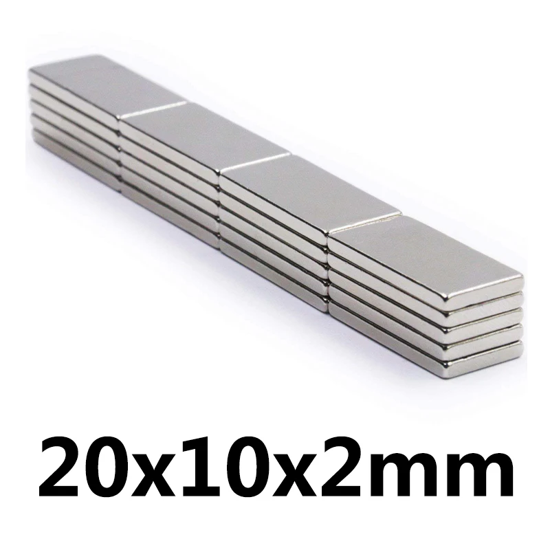 10 шт. 20x10x2 мм супер сильный неодимовый магнит блок прямоугольный корпус редкоземельный магнит N35 тонкий сильный магнит, магнитный