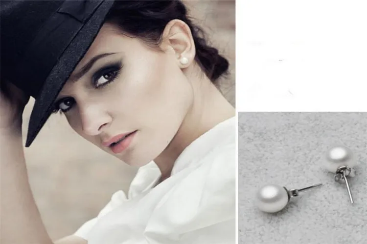 Real 925 Sterling Silver High Quality Luster Natural Pearl Stud Earrigns For Women Lady Sterling-Silver-Jewelry Pendientes L032 | Украшения