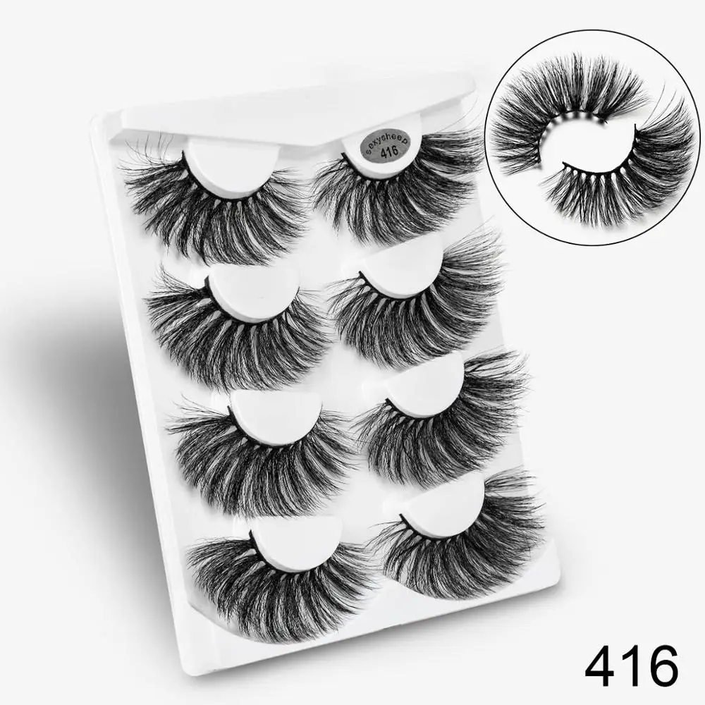 416 SEXYSHEEP 4 пары 25 мм Накладные ресницы Поддельные ресницы длинные Макияж 3d искусственной норки ресницы наращивания ресниц норки ресницы для красоты - Цвет: 416