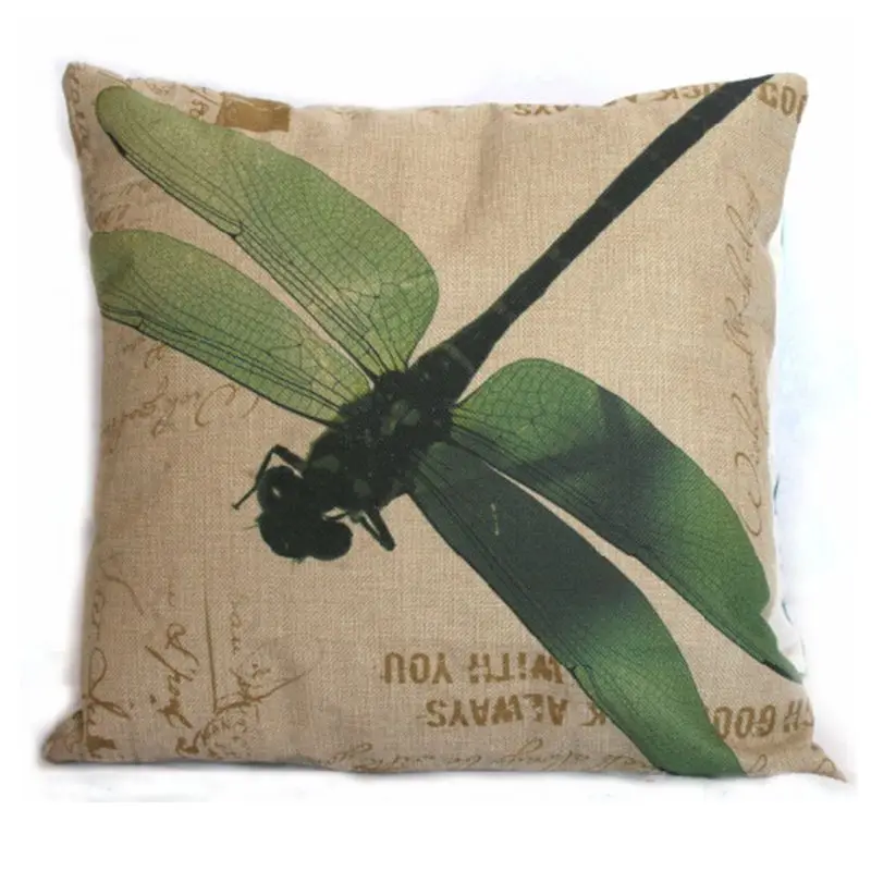 Стрекоза модный Чехол на подушку с принтом льняная Подушка Наволочка Диван