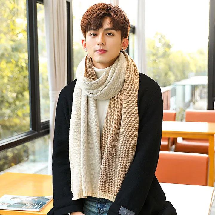 Newest 50cm*200cm Men Fashion Design Scarves Men Winter Wool Knitted Cashmere Scarf Couple's High Quality Thick Warm Long Scarf
