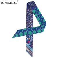 new design scarf maple leaves floral print women silk scarf fashion head scarf brand handle bag ribbons small long scarves