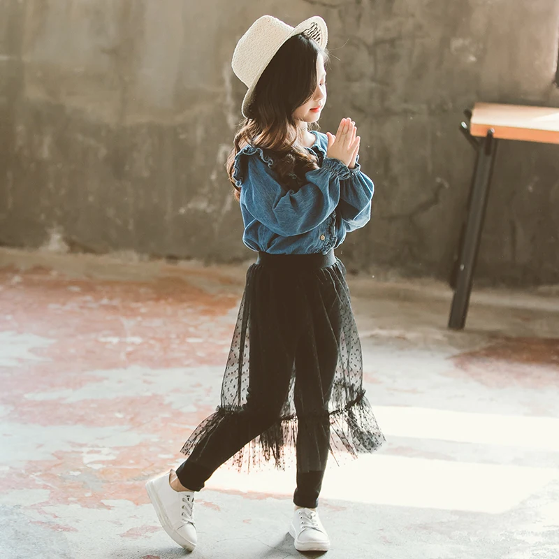 Детская одежда изысканные наряды для девочек комплект одежды модная Осенняя