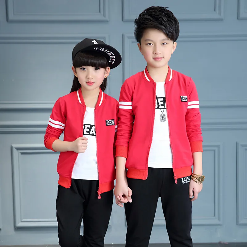 

Children Clothing Sets Boys Sports Suits Autumn Baseball Collar Kids Tracksuits Teens Sportswear Kids Clothes Boys 2pcs Suit