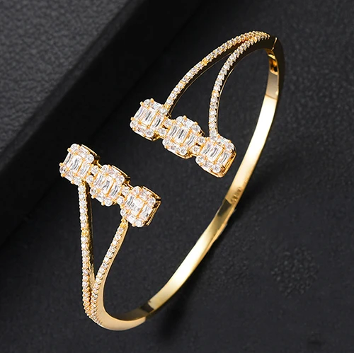 H056C Bangle Gold Модные подвески роскошный браслет для женщин Свадебные Полный AAA кубический циркон Кристалл CZ Дубай Серебряный Браслет вечерние ювелирные изделия - Окраска металла: H056C Bangle Gold