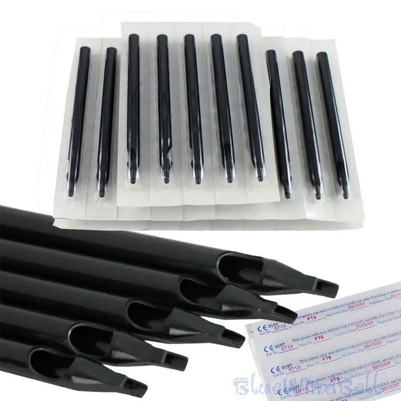 100pcs 3RT 7DT 7FT 15DT 15RT Black Sterile Disposable Tattoo Tips Long Tubes Nozzles Needles Machine | Красота и здоровье