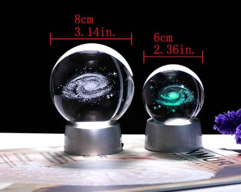 3D лазерная гравировка K9 кристалл Galaxy Globe СВЕТОДИОДНЫЙ Красочный и сменный светильник украшение дома украшение для дропшиппинг