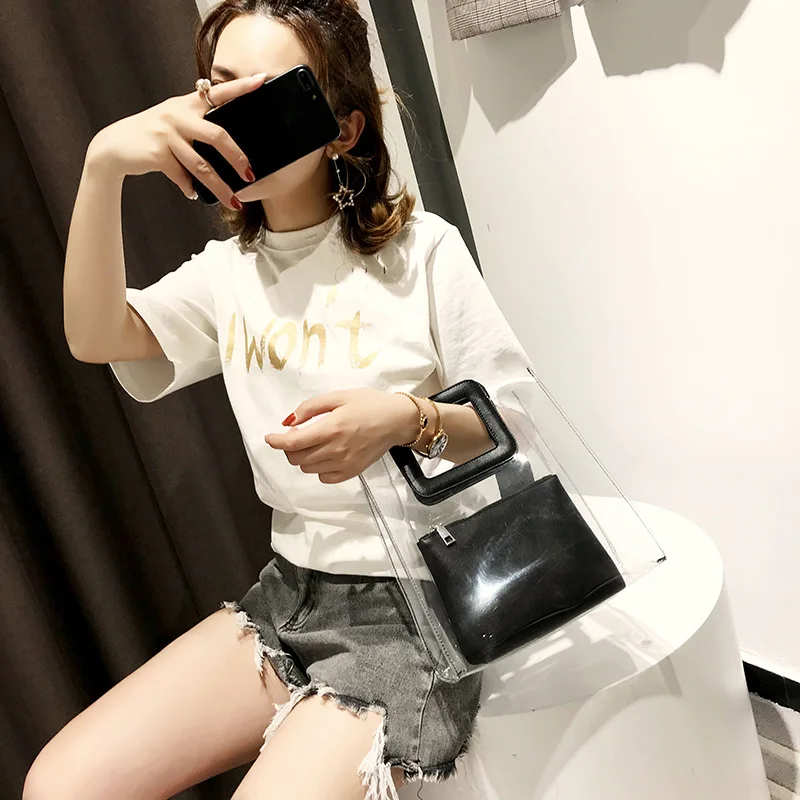 2018 новые летние корейские Модные прозрачные детские для женщин сумка