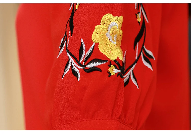 Женская одежда женские блузки 2019 Цветочная шифоновая блуза с вышивкой офисная v