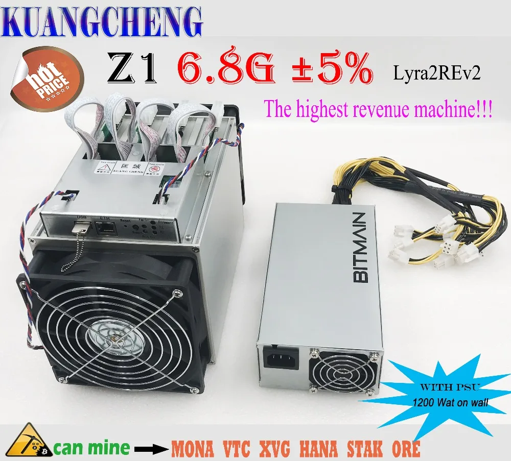 Первый 28nm Lyra2REv2 ASIC miner Zig Z1 6.8gh/s с bitmain APW3 ++ источник питания Бесплатная