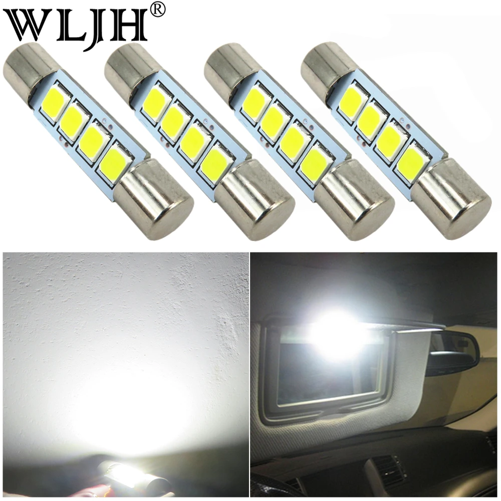 WLJH 4x Белый 2835 SMD 29 мм 28 фестон Светодиодная лампа 4 6614F 6612F для салона автомобиля