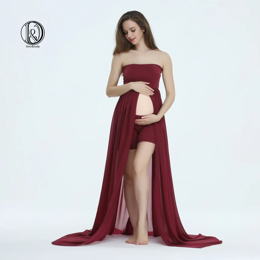 Платья для беременных D & J Boob длинное шифоновое платье макси с разрезом спереди