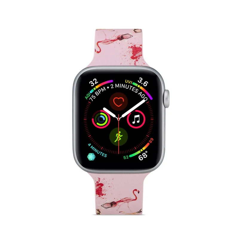 Спортивный силиконовый ремешок для часов Apple Watch 5 4 3 2 1 для iWatch 38 мм 42 мм 40 мм 44 мм мягкий ремешок мультяшный Фламинго браслет
