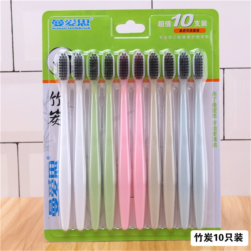 Пшеничная соломенная зубная щетка для взрослых из мягкого бамбукового угля