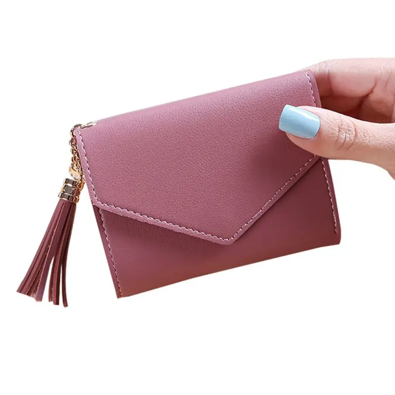 deep pink Короткий кошелек, женские кошельки с кисточками, модный кошелек для монет, держатель для карт, женские кошельки, высокое качество, мини сумочка для денег, кошелек из искусственной кожи - Цвет: deep pink