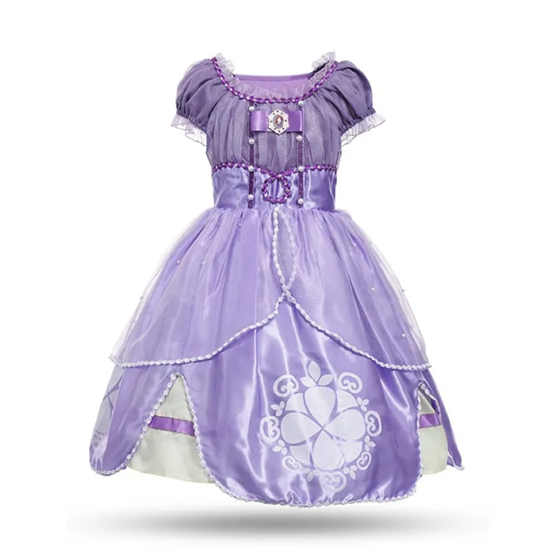 Sofia Dress 2 Платье принцессы «Жасмин» для девочек маскарадные комплекты «Моана» платье Золушки, костюм Рапунцель, Детская праздничная одежда наряд Эльзы и Анны - Цвет: Sofia Dress 2