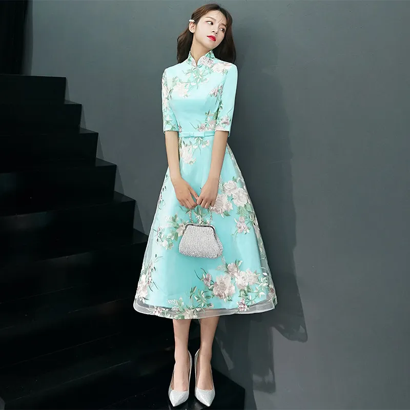 Традиционное китайское платье с вышивкой, Qipao, женские вечерние платья, винтажное платье Cheongsam для женщин, невесты, короткое Кружевное платье Cheongsam, современное платье